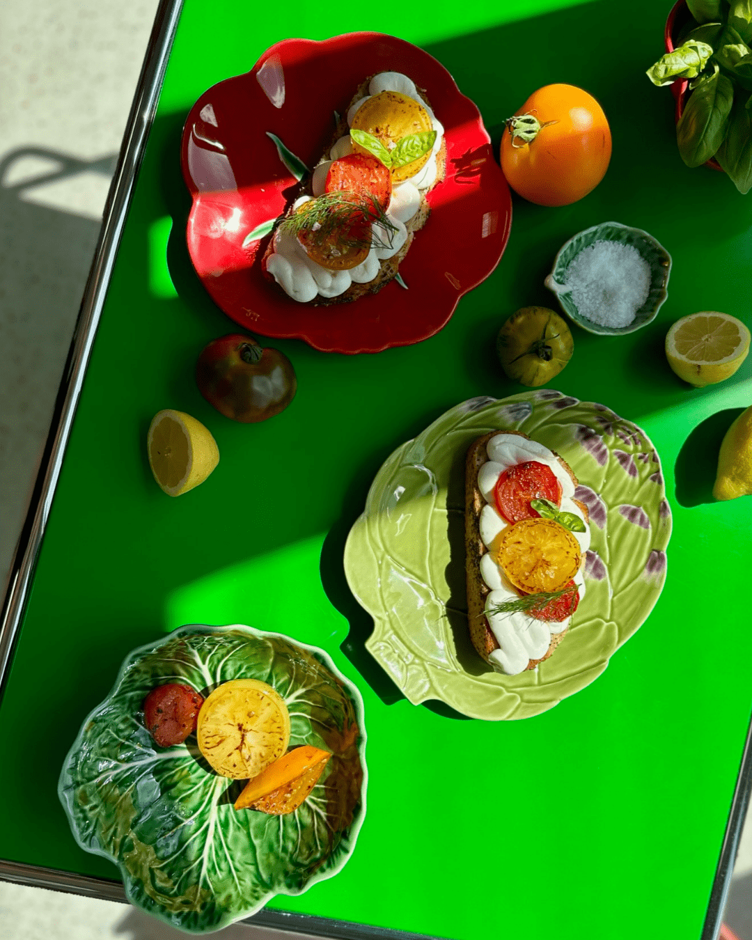Cremiger Zitronenricotta mit gegrillten Tomaten