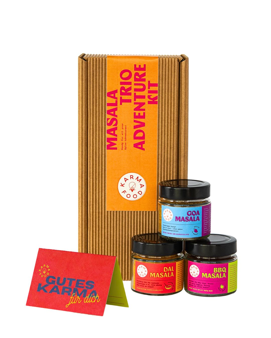 Karma Food Kochkurs Voucher und Masala Trio Adventure Kit von Karma Food – Goa Masala, Dal Masala & BBQ Masala im Geschenkset online kaufen