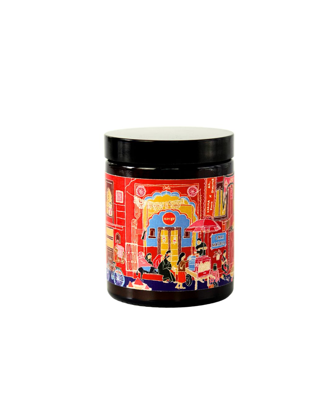 Chai Masala Duftkerze– mit indischer Straßenillustration